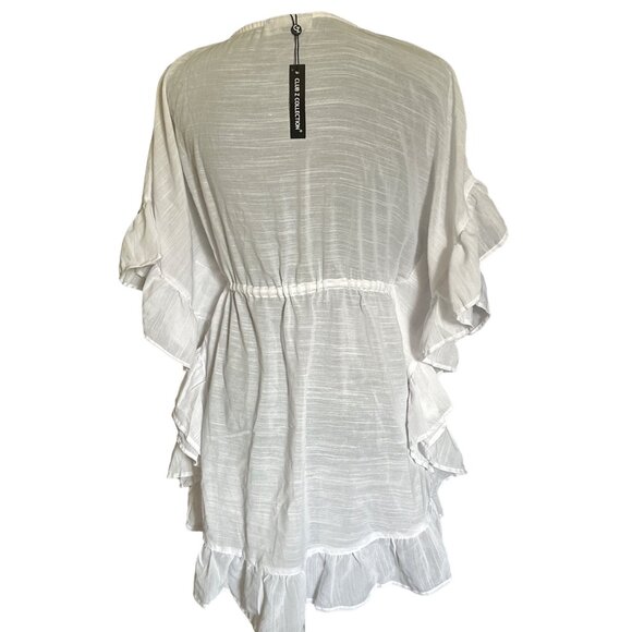 💖Club Z Collection White Ruffled Kaftan Open Front Kimono - Picture 4 of 10